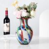KAMMAK Colored Glass Vase, Beautiful Hand Blown Decorative Vase, Modern Art Vase for Flower Mantle Dining Table Centerpiece, Entryway Living Room Wedding Decoration, FH02112 KAMMAK 8HPFH02112 glass vase side angle view showing silhouette