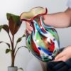 KAMMAK Colored Glass Vase, Beautiful Hand Blown Decorative Vase, Modern Art Vase for Flower Mantle Dining Table Centerpiece, Entryway Living Room Wedding Decoration, FH02112 KAMMAK 8HPFH02112 glass vase styled on dining table image 5