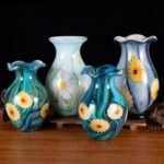 KAMMAK Colored Glass Vase, Beautiful Hand Blown Decorative Vase, Modern Art Vase for Flower Mantle Dining Table Centerpiece, Entryway Living Room Wedding Decoration, FH02113
