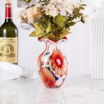 KAMMAK Colored Glass Vase, Beautiful Hand Blown Decorative Vase, Modern Art Vase for Flower Mantle Dining Table Centerpiece, Entryway Living Room Wedding Decoration, FH02002