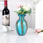KAMMAK Colored Glass Vase, Beautiful Hand Blown Decorative Vase, Modern Art Vase for Flower Mantle Dining Table Centerpiece, Entryway Living Room Wedding Decoration (JG2014)