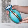 KAMMAK Colored Glass Vase, Beautiful Hand Blown Decorative Vase, Modern Art Vase for Flower Mantle Dining Table Centerpiece, Entryway Living Room Wedding Decoration (JG2014) KAMMAK 8HPJG02014 glass vase close-up material texture detail image 4