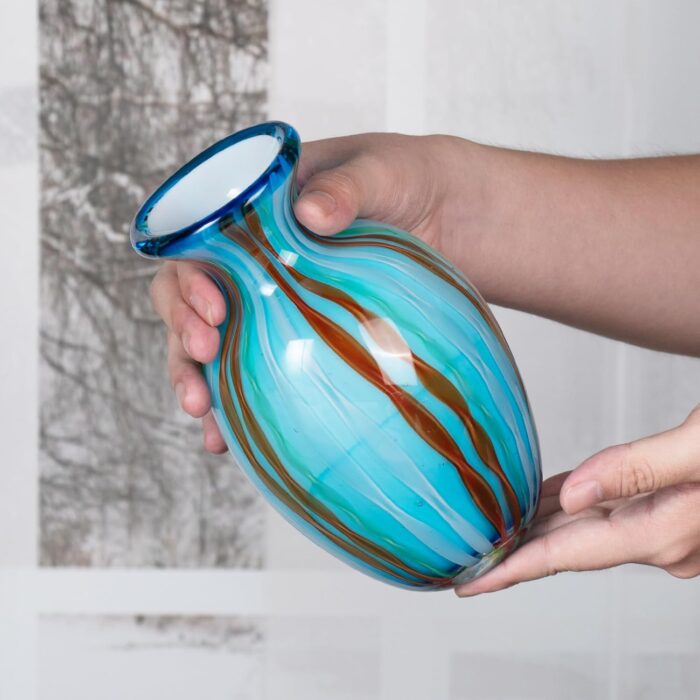 KAMMAK Colored Glass Vase, Beautiful Hand Blown Decorative Vase, Modern Art Vase for Flower Mantle Dining Table Centerpiece, Entryway Living Room Wedding Decoration (JG2014)