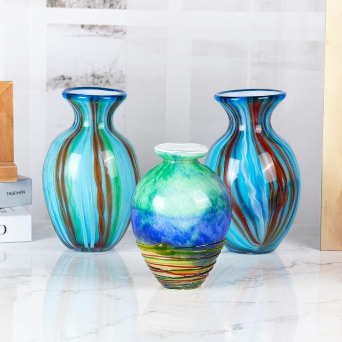 KAMMAK Colored Glass Vase, Beautiful Hand Blown Decorative Vase, Modern Art Vase for Flower Mantle Dining Table Centerpiece, Entryway Living Room Wedding Decoration (JG2014)