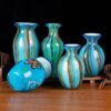 KAMMAK Colored Glass Vase, Beautiful Hand Blown Decorative Vase, Modern Art Vase for Flower Mantle Dining Table Centerpiece, Entryway Living Room Wedding Decoration (JG2014) KAMMAK 8HPJG02014 glass vase scale and proportion view image 6