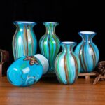 KAMMAK Colored Glass Vase, Beautiful Hand Blown Decorative Vase, Modern Art Vase for Flower Mantle Dining Table Centerpiece, Entryway Living Room Wedding Decoration (JG2014)
