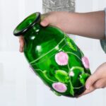 KAMMAK Colored Glass Vase, Beautiful Hand Blown Decorative Vase, Modern Art Vase for Flower Mantle Dining Table Centerpiece, Entryway Living Room Wedding Decoration (JG2025)