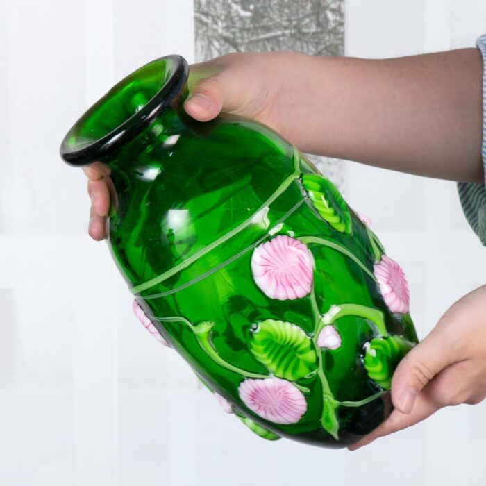 KAMMAK Colored Glass Vase, Beautiful Hand Blown Decorative Vase, Modern Art Vase for Flower Mantle Dining Table Centerpiece, Entryway Living Room Wedding Decoration (JG2025)