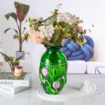 KAMMAK Colored Glass Vase, Beautiful Hand Blown Decorative Vase, Modern Art Vase for Flower Mantle Dining Table Centerpiece, Entryway Living Room Wedding Decoration (JG2025)