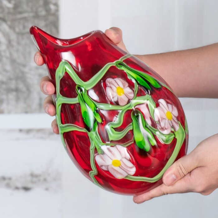 KAMMAK Colored Glass Vase, Beautiful Hand Blown Decorative Vase, Modern Art Vase for Flower Mantle Dining Table Centerpiece, Entryway Living Room Wedding Decoration (JG2026)
