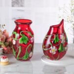 KAMMAK Colored Glass Vase, Beautiful Hand Blown Decorative Vase, Modern Art Vase for Flower Mantle Dining Table Centerpiece, Entryway Living Room Wedding Decoration (JG2026)