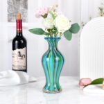 KAMMAK Colored Glass Vase, Beautiful Hand Blown Decorative Vase, Modern Art Vase for Flower Mantle Dining Table Centerpiece, Entryway Living Room Wedding Decoration (JG2016)