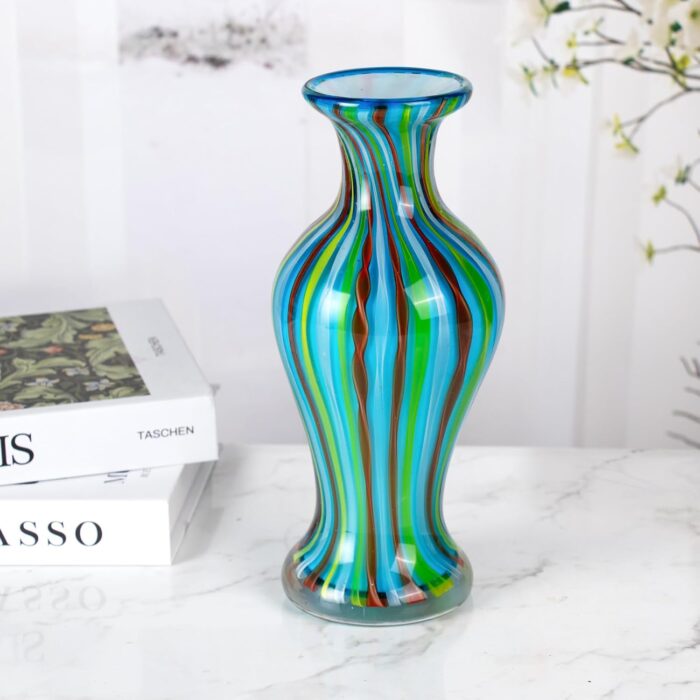 KAMMAK Colored Glass Vase, Beautiful Hand Blown Decorative Vase, Modern Art Vase for Flower Mantle Dining Table Centerpiece, Entryway Living Room Wedding Decoration (JG2016)