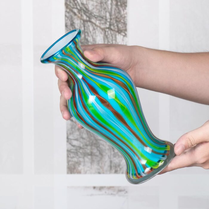 KAMMAK Colored Glass Vase, Beautiful Hand Blown Decorative Vase, Modern Art Vase for Flower Mantle Dining Table Centerpiece, Entryway Living Room Wedding Decoration (JG2016)