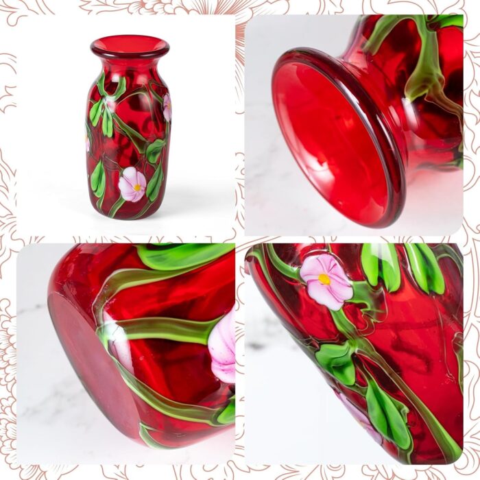 KAMMAK Colored Glass Vase, Beautiful Hand Blown Decorative Vase, Modern Art Vase for Flower Mantle Dining Table Centerpiece, Entryway Living Room Wedding Decoration (JG2027)