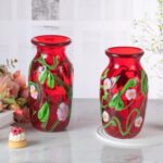 KAMMAK Colored Glass Vase, Beautiful Hand Blown Decorative Vase, Modern Art Vase for Flower Mantle Dining Table Centerpiece, Entryway Living Room Wedding Decoration (JG2027)