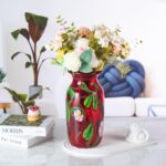 KAMMAK Colored Glass Vase, Beautiful Hand Blown Decorative Vase, Modern Art Vase for Flower Mantle Dining Table Centerpiece, Entryway Living Room Wedding Decoration (JG2027)