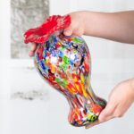 KAMMAK Colored Glass Vase, Beautiful Hand Blown Decorative Vase, Modern Art Vase for Flower Mantle Dining Table Centerpiece, Entryway Living Room Wedding Decoration (JG2045)