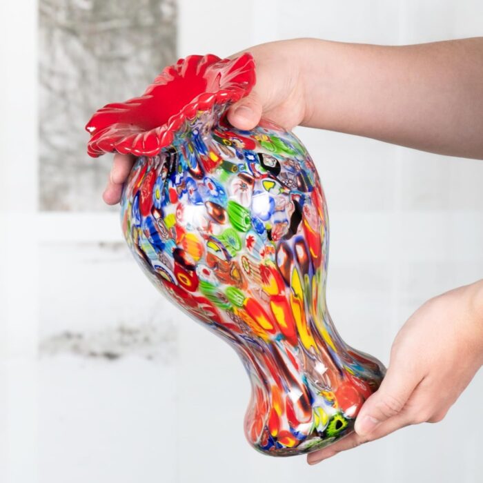 KAMMAK Colored Glass Vase, Beautiful Hand Blown Decorative Vase, Modern Art Vase for Flower Mantle Dining Table Centerpiece, Entryway Living Room Wedding Decoration (JG2045)