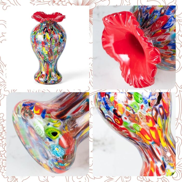 KAMMAK Colored Glass Vase, Beautiful Hand Blown Decorative Vase, Modern Art Vase for Flower Mantle Dining Table Centerpiece, Entryway Living Room Wedding Decoration (JG2045)