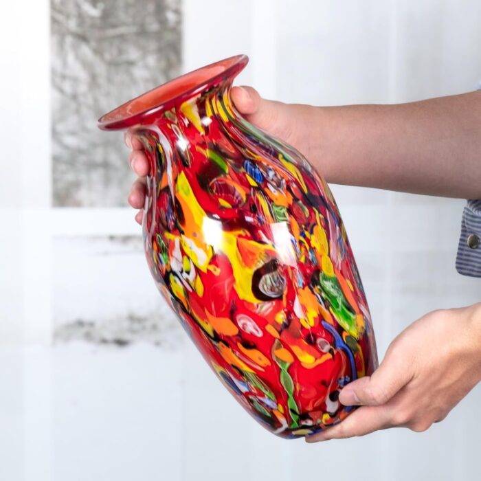 KAMMAK Colored Glass Vase, Beautiful Hand Blown Decorative Vase, Modern Art Vase for Flower Mantle Dining Table Centerpiece, Entryway Living Room Wedding Decoration (JG2035)