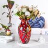 KAMMAK Colored Glass Vase, Beautiful Hand Blown Decorative Vase, Modern Art Vase for Flower Mantle Dining Table Centerpiece, Entryway Living Room Wedding Decoration (JG2035) KAMMAK 8HPJG02035 glass vase side angle view showing silhouette