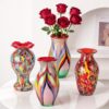 KAMMAK Colored Glass Vase, Beautiful Hand Blown Decorative Vase, Modern Art Vase for Flower Mantle Dining Table Centerpiece, Entryway Living Room Wedding Decoration (JG2035) KAMMAK 8HPJG02035 glass vase scale and proportion view image 6