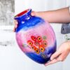KAMMAK Colored Glass Vase, Beautiful Hand Blown Decorative Vase, Modern Art Vase for Flower Mantle Dining Table Centerpiece, Entryway Living Room Wedding Decoration (JG2047) KAMMAK 8HPJG02047 glass vase side angle view showing silhouette