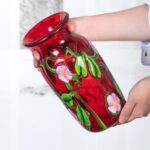 KAMMAK Colored Glass Vase, Beautiful Hand Blown Decorative Vase, Modern Art Vase for Flower Mantle Dining Table Centerpiece, Entryway Living Room Wedding Decoration (JG2028)