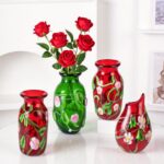 KAMMAK Colored Glass Vase, Beautiful Hand Blown Decorative Vase, Modern Art Vase for Flower Mantle Dining Table Centerpiece, Entryway Living Room Wedding Decoration (JG2028)