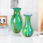 KAMMAK Colored Glass Vase, Beautiful Hand Blown Decorative Vase, Modern Art Vase for Flower Mantle Dining Table Centerpiece, Entryway Living Room Wedding Decoration (JG2015)