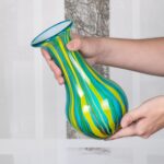 KAMMAK Colored Glass Vase, Beautiful Hand Blown Decorative Vase, Modern Art Vase for Flower Mantle Dining Table Centerpiece, Entryway Living Room Wedding Decoration (JG2015)