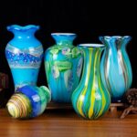 KAMMAK Colored Glass Vase, Beautiful Hand Blown Decorative Vase, Modern Art Vase for Flower Mantle Dining Table Centerpiece, Entryway Living Room Wedding Decoration (JG2015)
