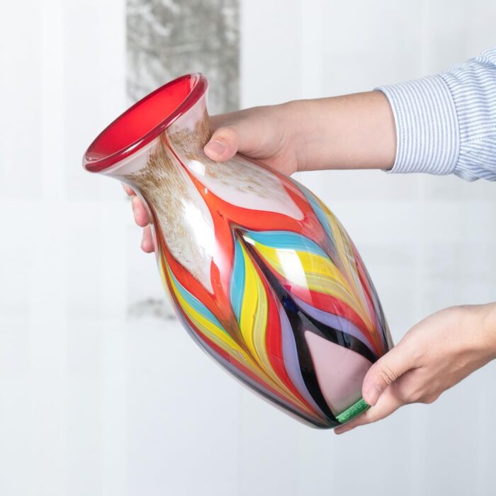 KAMMAK Colored Glass Vase, Beautiful Hand Blown Decorative Vase, Modern Art Vase for Flower Mantle Dining Table Centerpiece, Entryway Living Room Wedding Decoration (JG2046)