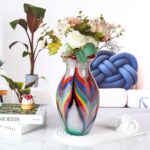 KAMMAK Colored Glass Vase, Beautiful Hand Blown Decorative Vase, Modern Art Vase for Flower Mantle Dining Table Centerpiece, Entryway Living Room Wedding Decoration (JG2046)