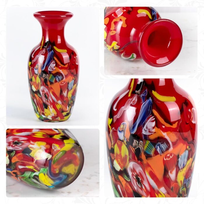 KAMMAK Colored Glass Vase, Beautiful Hand Blown Decorative Vase, Modern Art Vase for Flower Mantle Dining Table Centerpiece, Entryway Living Room Wedding Decoration (JG2034)