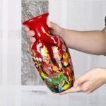 KAMMAK Colored Glass Vase, Beautiful Hand Blown Decorative Vase, Modern Art Vase for Flower Mantle Dining Table Centerpiece, Entryway Living Room Wedding Decoration (JG2034)