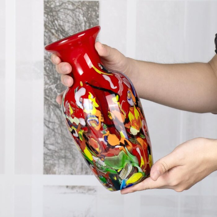 KAMMAK Colored Glass Vase, Beautiful Hand Blown Decorative Vase, Modern Art Vase for Flower Mantle Dining Table Centerpiece, Entryway Living Room Wedding Decoration (JG2034)