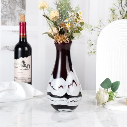 KAMMAK Colored Glass Vase, Beautiful Hand Blown Decorative Vase, Modern Art Vase for Flower Mantle Dining Table Centerpiece, Entryway Living Room Wedding Decoration (JG2051)