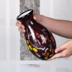KAMMAK Colored Glass Vase, Beautiful Hand Blown Decorative Vase, Modern Art Vase for Flower Mantle Dining Table Centerpiece, Entryway Living Room Wedding Decoration (JG2052)