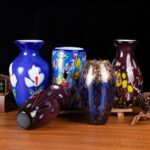 KAMMAK Colored Glass Vase, Beautiful Hand Blown Decorative Vase, Modern Art Vase for Flower Mantle Dining Table Centerpiece, Entryway Living Room Wedding Decoration (JG2052)
