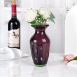 KAMMAK Colored Glass Vase, Beautiful Hand Blown Decorative Vase, Modern Art Vase for Flower Mantle Dining Table Centerpiece, Entryway Living Room Wedding Decoration (JG2053)