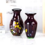 KAMMAK Colored Glass Vase, Beautiful Hand Blown Decorative Vase, Modern Art Vase for Flower Mantle Dining Table Centerpiece, Entryway Living Room Wedding Decoration (JG2053)