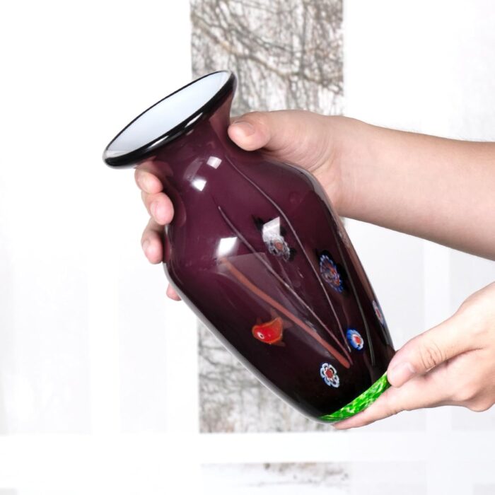 KAMMAK Colored Glass Vase, Beautiful Hand Blown Decorative Vase, Modern Art Vase for Flower Mantle Dining Table Centerpiece, Entryway Living Room Wedding Decoration (JG2053)