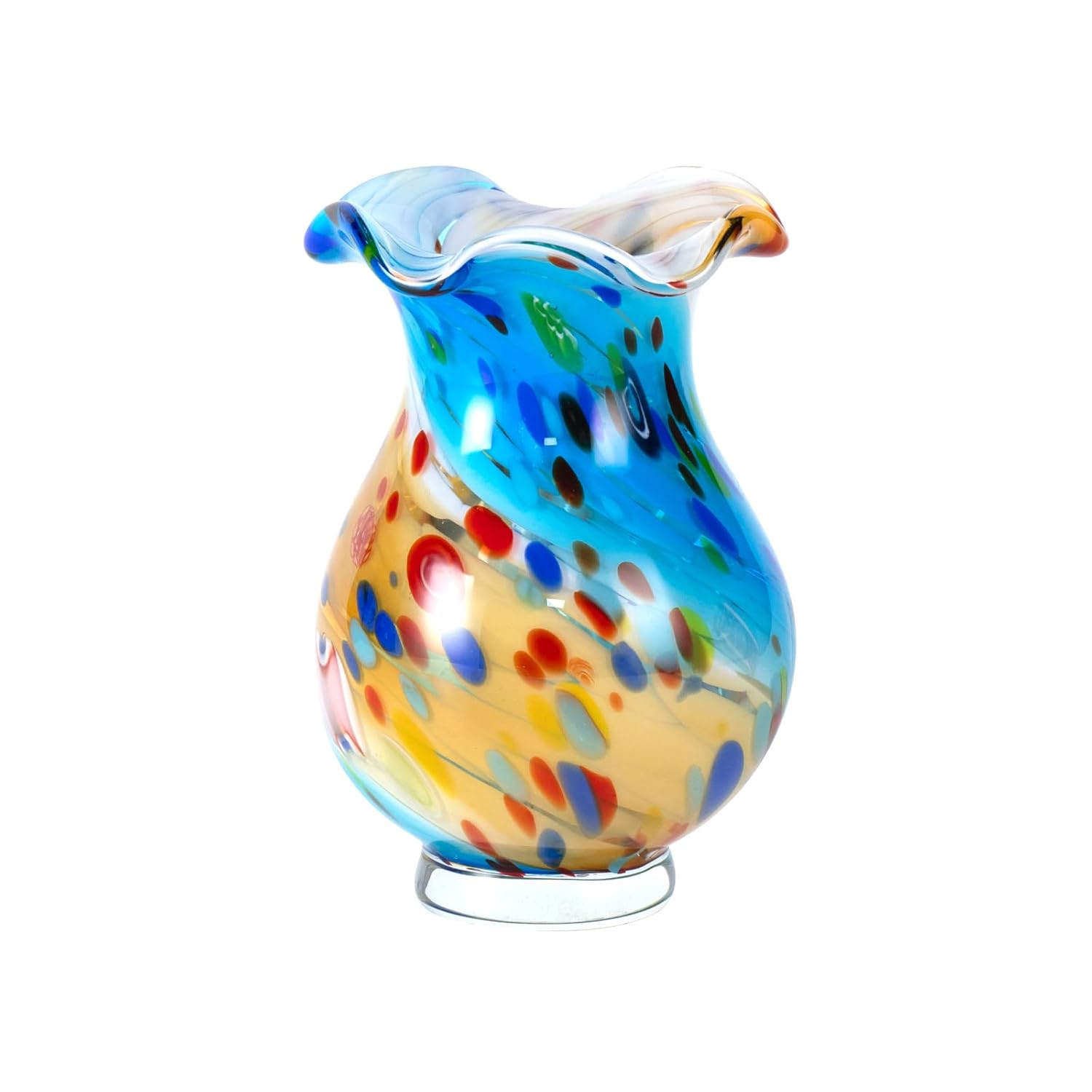 KAMMAK Colored Glass Vase, Beautiful Hand Blown Decorative Vase, Modern Art Vase for Flower Mantle Dining Table Centerpiece, Entryway Living Room Wedding Decoration, FH02004 KAMMAK 8HPFH02004 glass vase product card image