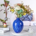 KAMMAK Colored Glass Vase, Beautiful Hand Blown Decorative Vase, Modern Art Vase for Flower Mantle Dining Table Centerpiece, Entryway Living Room Wedding Decoration (JG2055)
