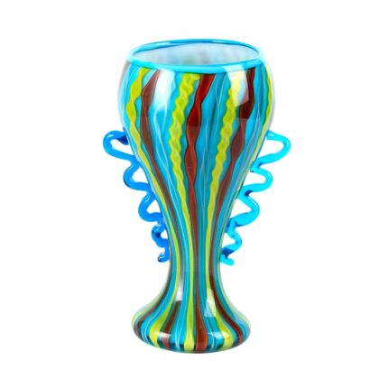 KAMMAK Colored Glass Vase, Beautiful Hand Blown Decorative Vase, Modern Art Vase for Flower Mantle Dining Table Centerpiece, Entryway Living Room Wedding Decoration (JG2003)