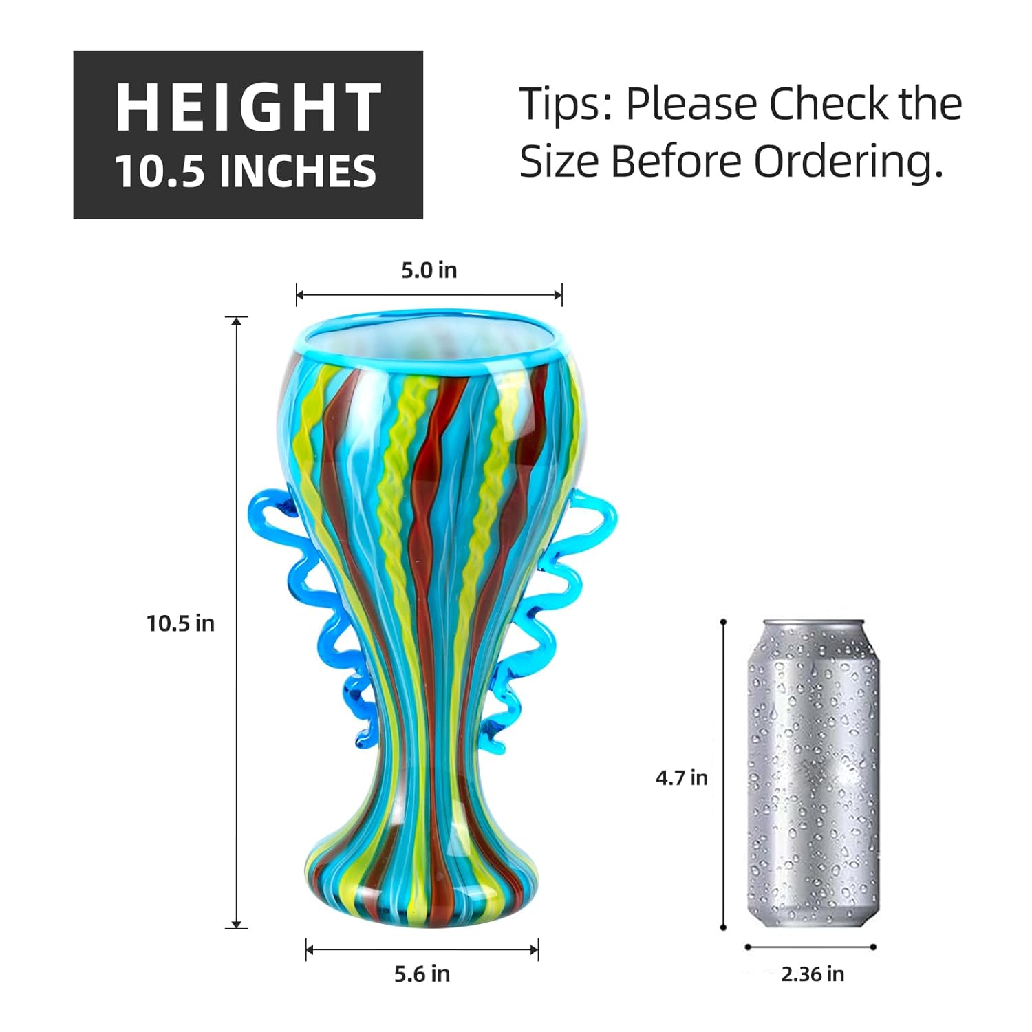 KAMMAK 8HPJG02003 glass vase front view in product description