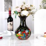 KAMMAK Colored Glass Vase, Beautiful Hand Blown Decorative Vase, Modern Art Vase for Flower Mantle Dining Table Centerpiece, Entryway Living Room Wedding Decoration (JG2088)
