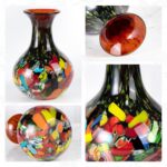 KAMMAK Colored Glass Vase, Beautiful Hand Blown Decorative Vase, Modern Art Vase for Flower Mantle Dining Table Centerpiece, Entryway Living Room Wedding Decoration (JG2088)